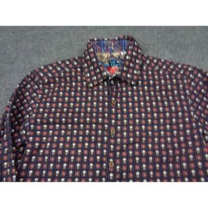 Robert Graham Men M Skull British Embroidered Shirt Flip Cuff Skulls Black